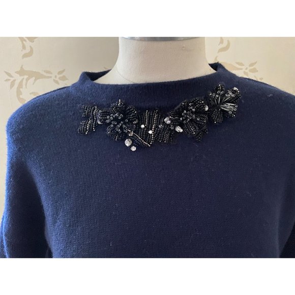 Tara Jarmon Wool Blend Beaded Sweater Ladies Medium - Picture 3 of 6